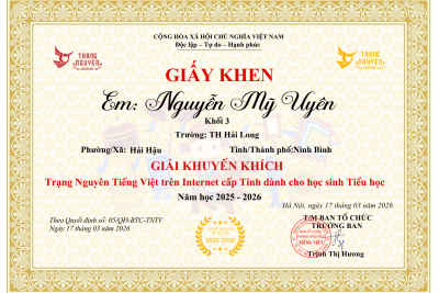VINH DANH HỌC SINH ĐẠT GIẢI TNTV CẤP TỈNH NĂM HỌC 2025-2026